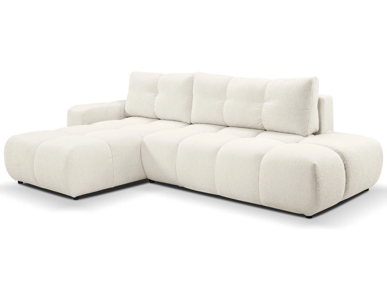 Ecksofa L-Form Links mit Schlaffunktion und Bettkasten Sile L Creme