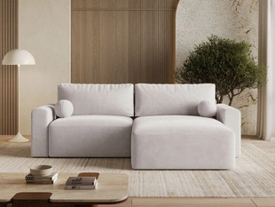 Ecksofa L-Form mit Schlaffunktion und Bettkasten Aurora Grau