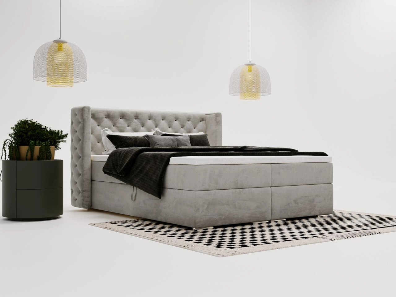 Boxspringbett mit Bettkasten 120x200 Lion Grau