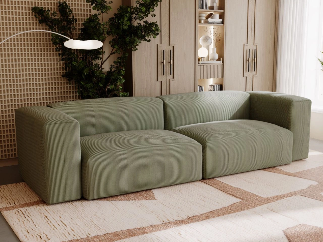 Sofa Moderne Cord Sofa für Wohnzimmer Landi Grün