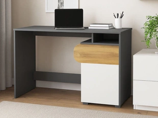 Jugendschreibtisch 120 cm für Teenager Casa Nash Eiche, Weiß, Grau