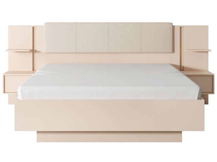 Holzbett mit Nachttischen 160x200 Dego Beige