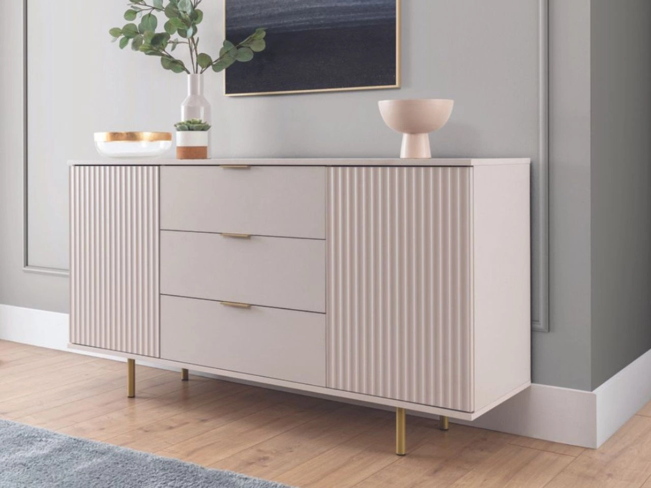 Kommode mit Türen und drei Schubladen Ankara Kaschmir