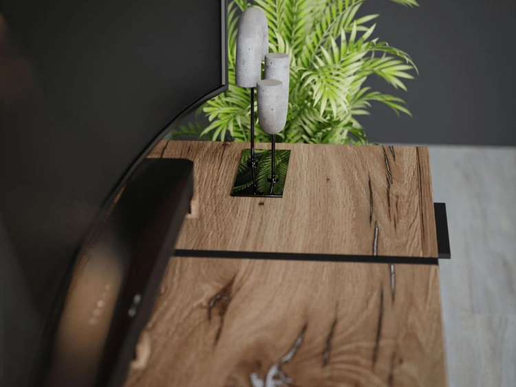 TV-Lowboard im Loft-Stil, zweitürig mit Schublade Lunelie Flagstaff-Eiche