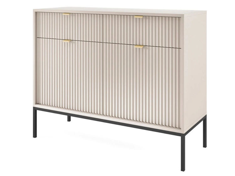 Kommode mit Türen und Schubladen Amber Kaschmir auf schwarzen Beinen