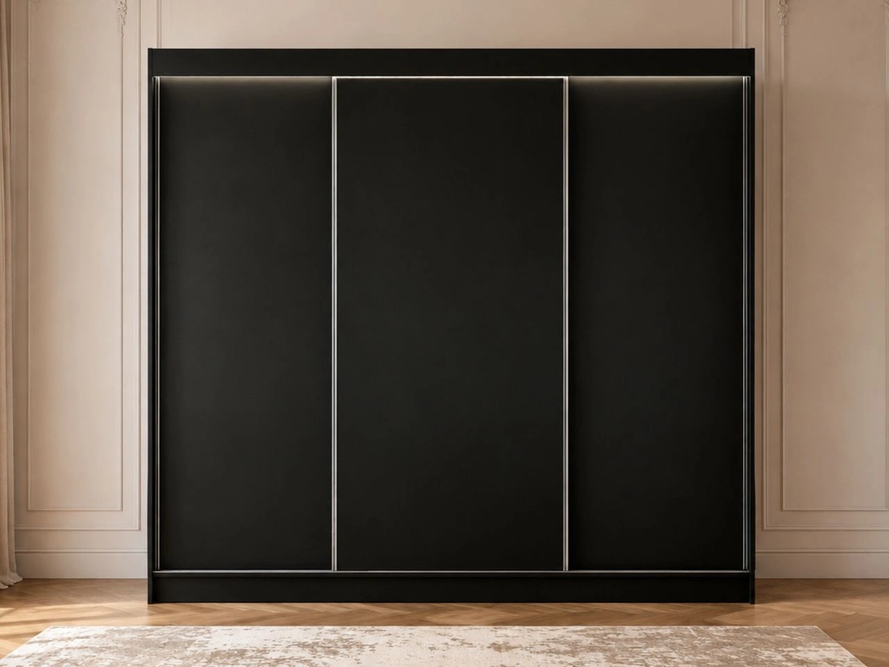 Schiebetürenschrank 250 cm mit LED-Beleuchtung Diano Schwarz