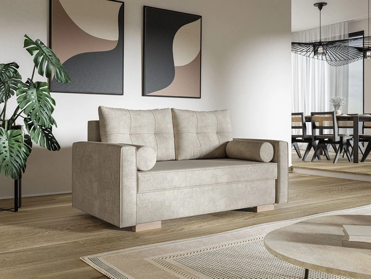 Schlafsofa mit Bettfunktion und Bettkasten Pori Beige