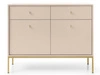 Kommode mit Türen sowie Schubladen mit Golden Metallbeinen 104 cm Amor Beige