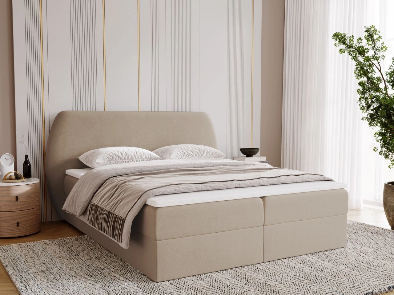 Boxspringbett mit Bettkasten 140x200 Bogota Beige