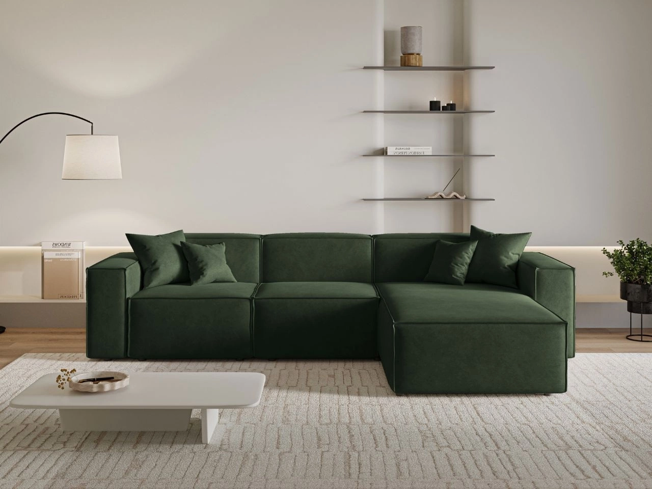 Ecksofa L-Form Rechts Arizona Grün