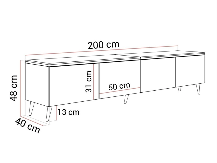 TV-Lowboard viertürig im Glamour-Stil mit LED-Beleuchtung Celle, Kaschmir matt