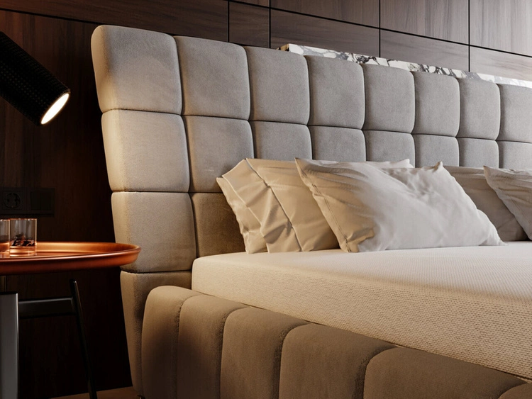 Polsterbett mit Bettkasten und Lattenrost 140x200 Paris Grau