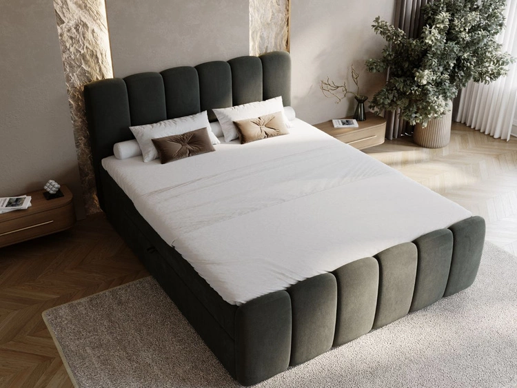 Boxspringbett mit Bettkasten 140x200 Cloud Dunkelgrau
