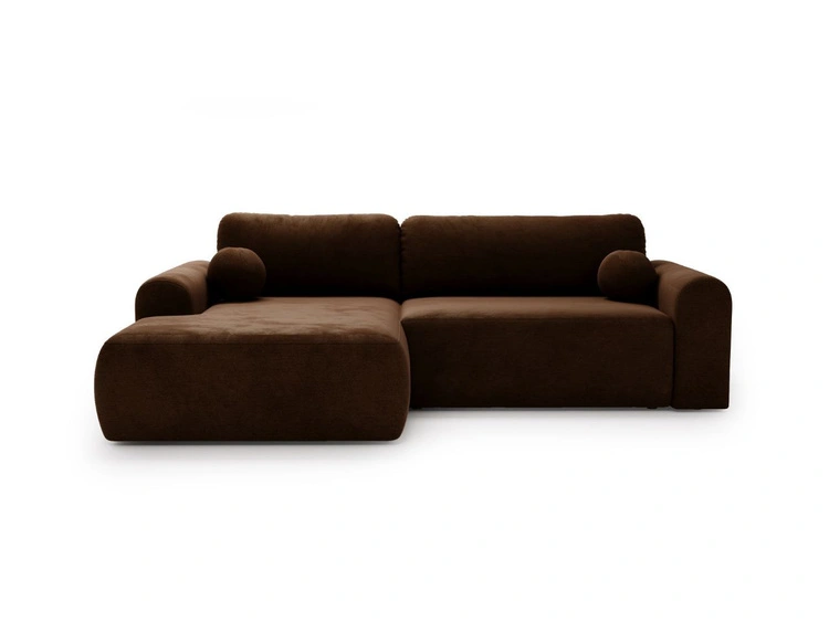 Ecksofa L-Form mit Schlaffunktion und Bettkasten Savana Links Braun