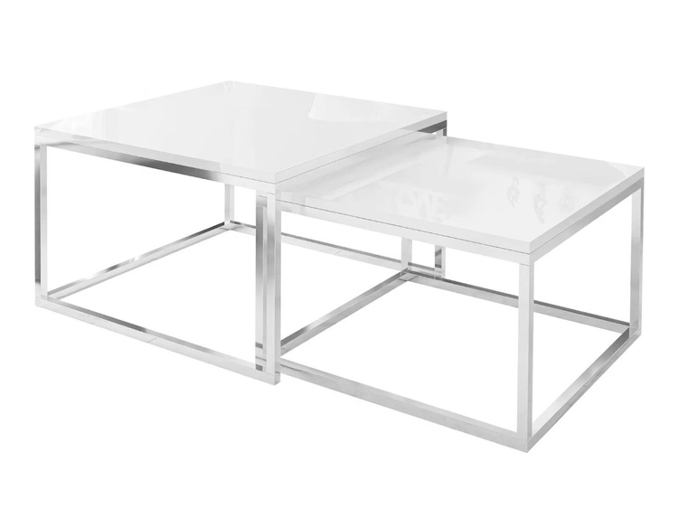 Couchtisch auf schwarzem Gestell Asumi Weiß Hochglanz 36x42