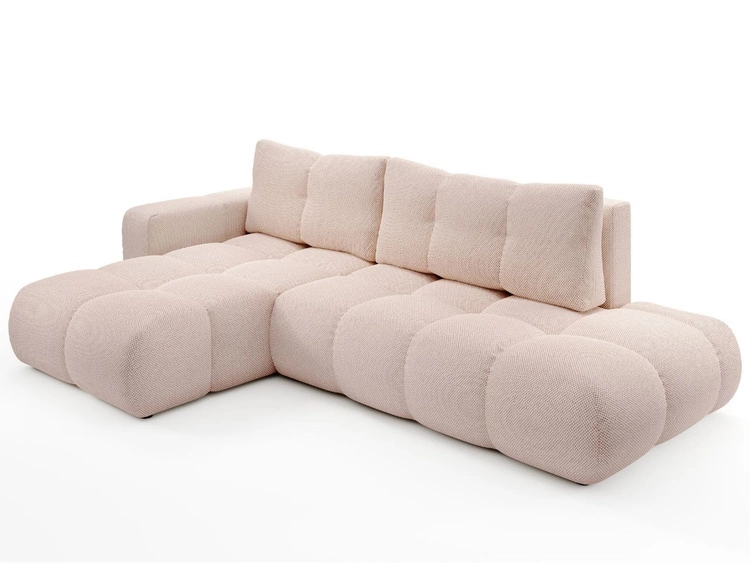 Ecksofa L-Form Links mit Schlaffunktion und Bettkasten Sile L Hellrosa