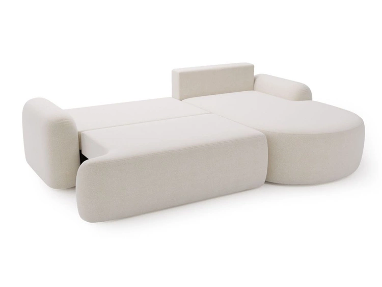 Ecksofa L-Form Rechts mit Schlaffunktion und Bettkasten Aurio Weiß