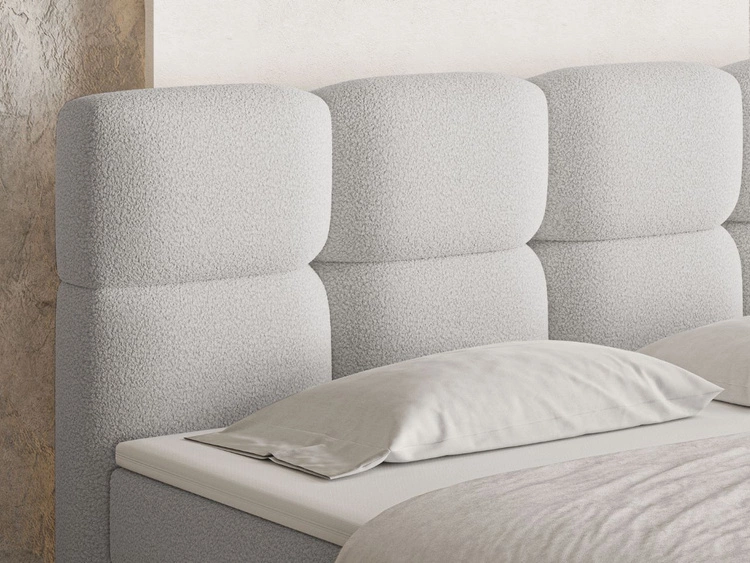 Boxspringbett mit Bettkasten 140x200 Rivon Hellgrau