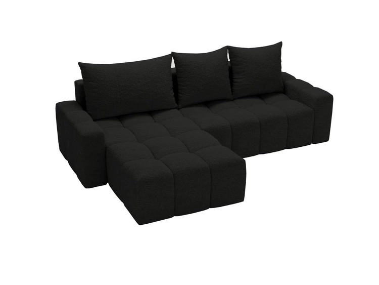 Ecksofa L-Form mit Schlaffunktion und Bettkasten Bresso Schwarz