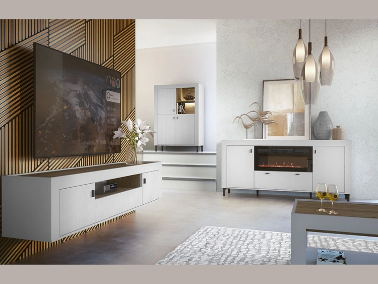 Kommode mit Türen und LED-Beleuchtung Messina Weiß