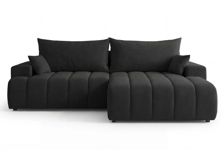 Ecksofa L-Form Rechts mit Schlaffunktion und Bettkasten Caleo Schwarz