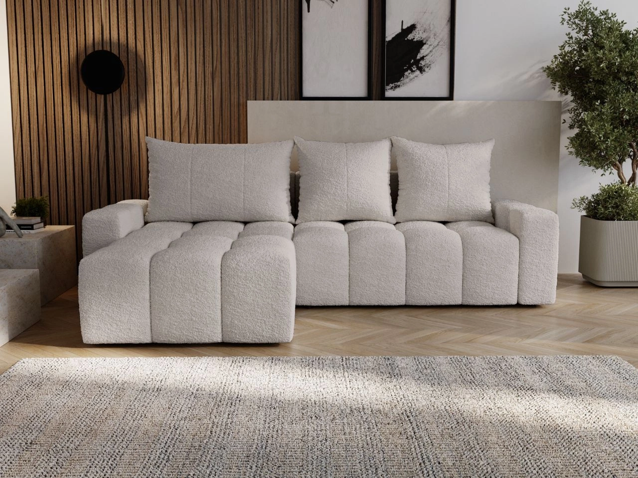 Ecksofa L-Form mit Schlaffunktion und Bettkasten Bresso Grau