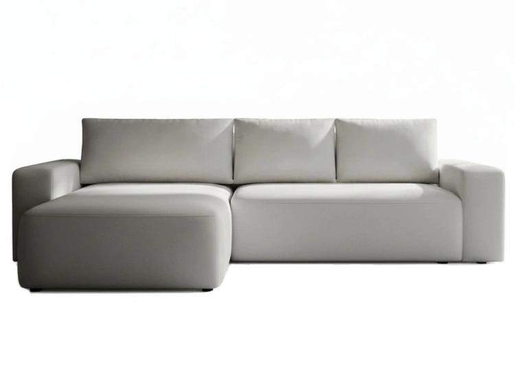 Ecksofa L-Form Links mit Schlaffunktion und Bettkasten Tazones Hellgrau