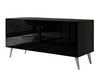 TV-Lowboard mit Türen und LED-Beleuchtung auf Silbernen Metallbeinen 100 cm Noaé Schwarz Hochglanz