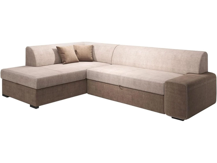 Ecksofa L-Form Links mit Schlaffunktion und Bettkasten Fresto Braun
