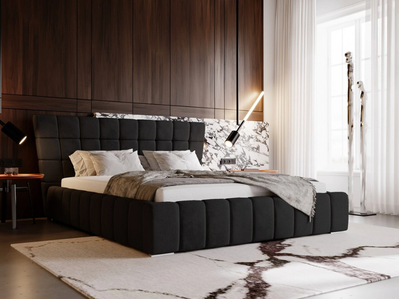 Polsterbett mit Bettkasten und Lattenrost 120x200 Paris Schwarz