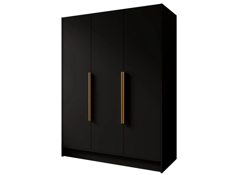 Kleiderschrank 150 cm Perugia Schwarz mit goldenen Griffen