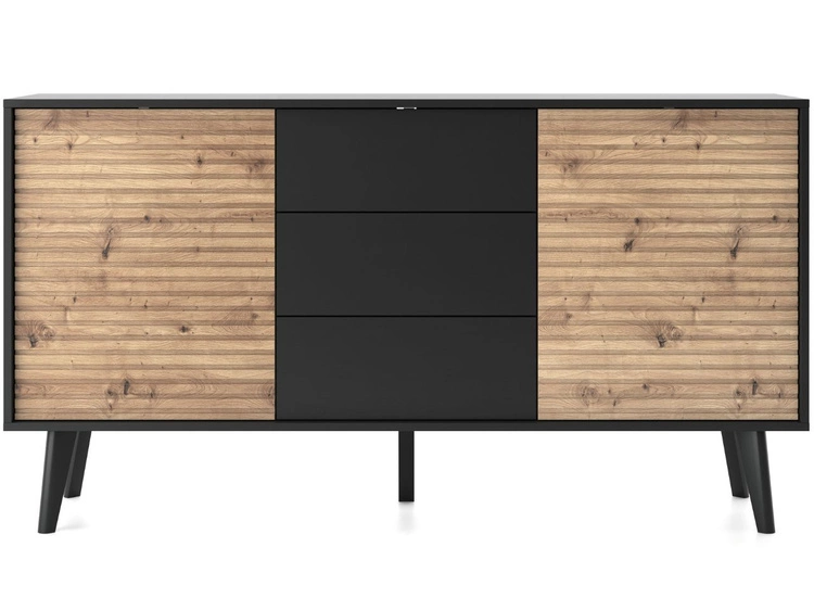Kommode mit Türen und Schubladen Astro Schwarz, Artisan Eiche