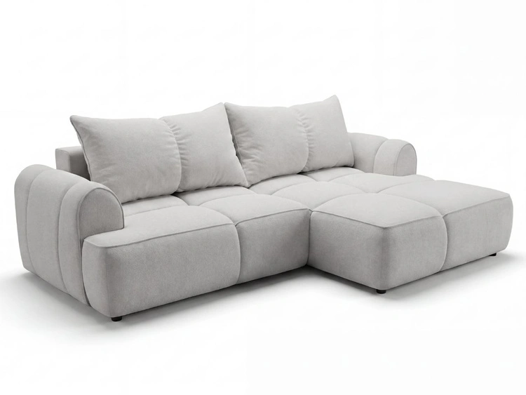 Ecksofa L-Form Rechts mit Schlaffunktion und Bettkasten Bonno Grau