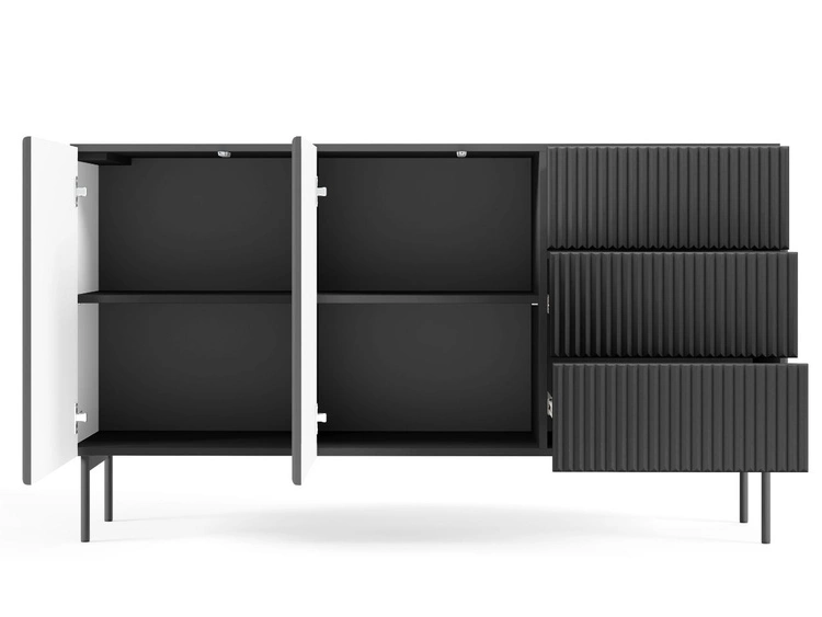 Kommode mit Türen und Schubladen 147 Qualita Schwarz