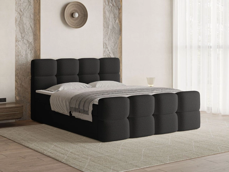 Boxspringbett mit Bettkasten 160x200 Rivon Schwarz