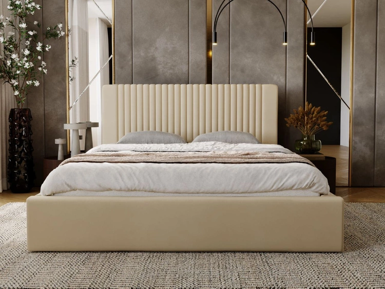 Polsterbett mit Bettkasten und Lattenrost 120x200 Malmo Beige