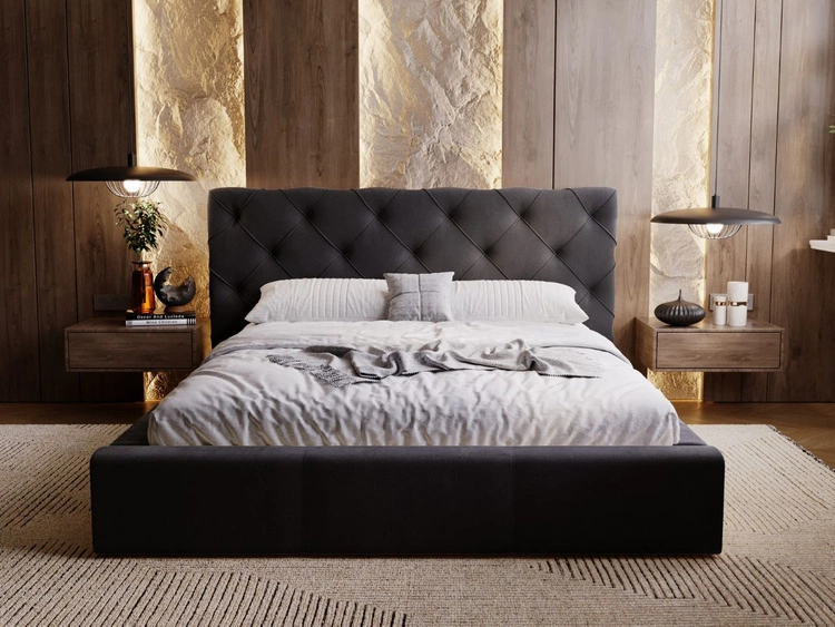 Polsterbett mit Bettkasten und Lattenrost 200x200 Milano Anthrazit