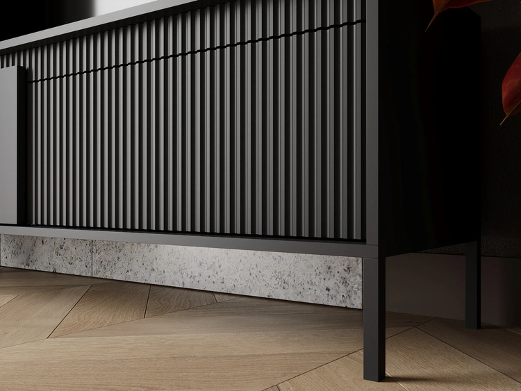 TV-Lowboard mit Türen 153 cm Sorano Schwarz