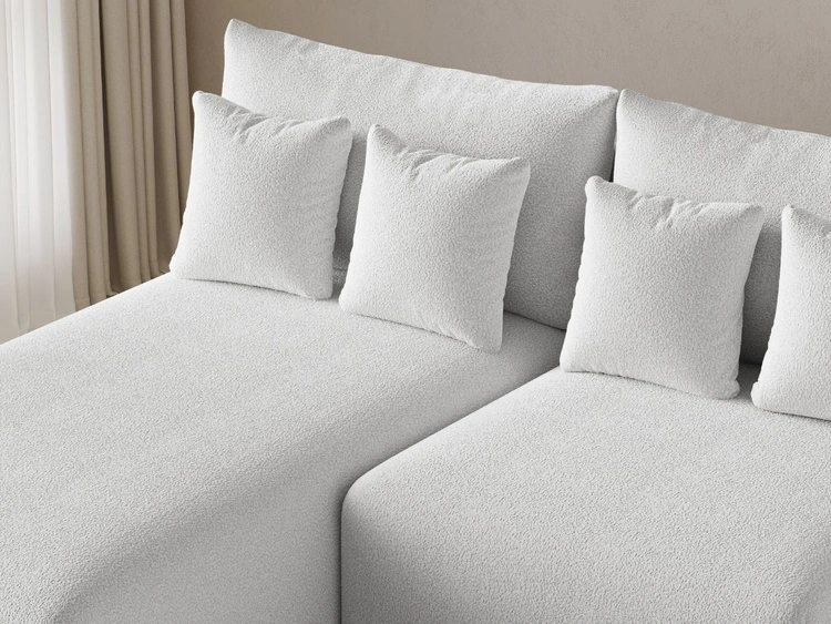 Ecksofa L-Form Links mit Schlaffunktion und Bettkasten Ronni Weiß