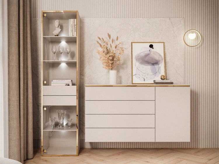 Wohnzimmer-Set mit LED-Beleuchtung im Glamour-Stil Evare Kaschmir