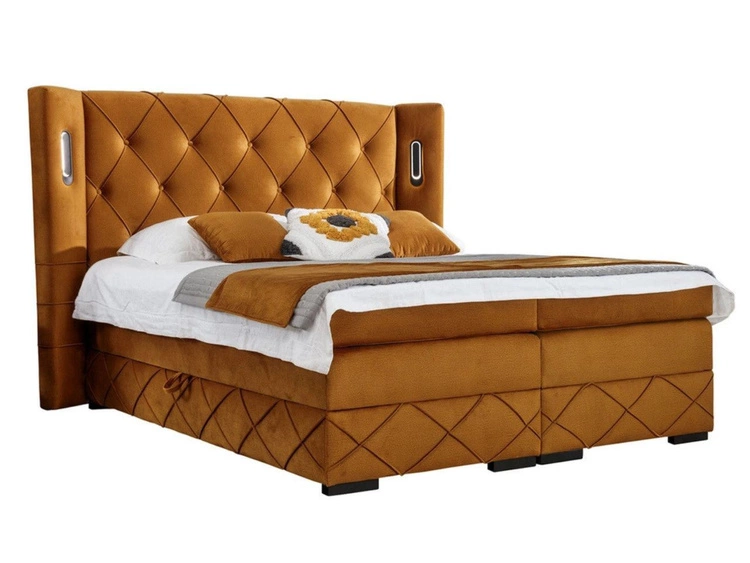 Boxspringbett mit Bettkasten 160x200 Neria Lux Gelb