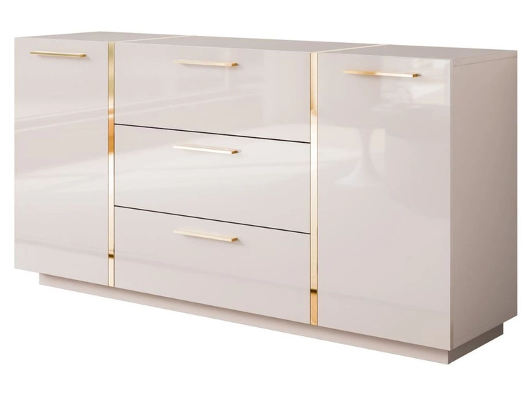 Zweitürige Kommode 158 cm mit drei Schubladen Lunelie Kaschmirglanz