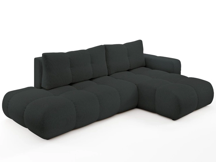 Ecksofa L-Form Rechts mit Schlaffunktion und Bettkasten Sile L Graphit