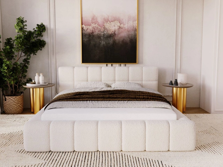 Polsterbett mit Bettkasten und Lattenrost 140x200 Alicante Boucle Beige