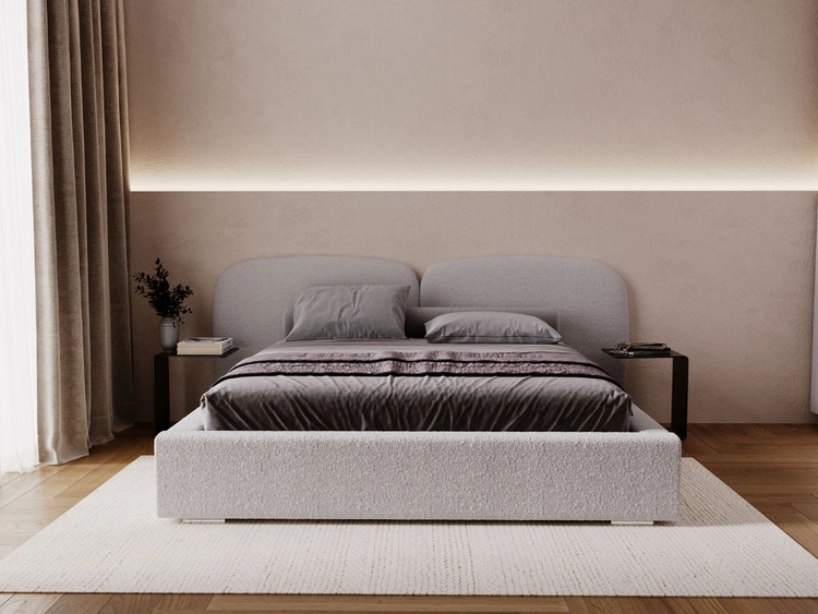 Polsterbett mit Bettkasten und Lattenrost 200x200 Palermo Hellgrau