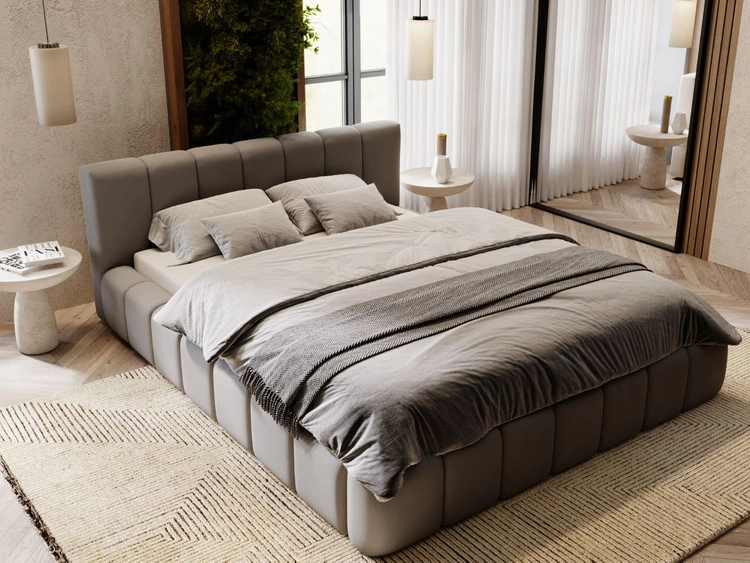 Polsterbett mit Bettkasten und Lattenrost 120x200 Split Grau