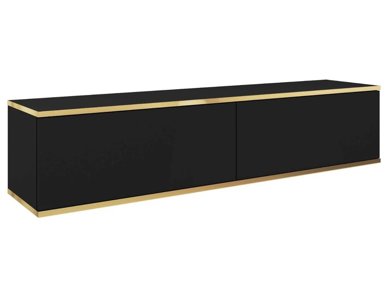 TV-Lowboard Hänge mit Türen 135 cm Diolo Schwarz mit glatter Front