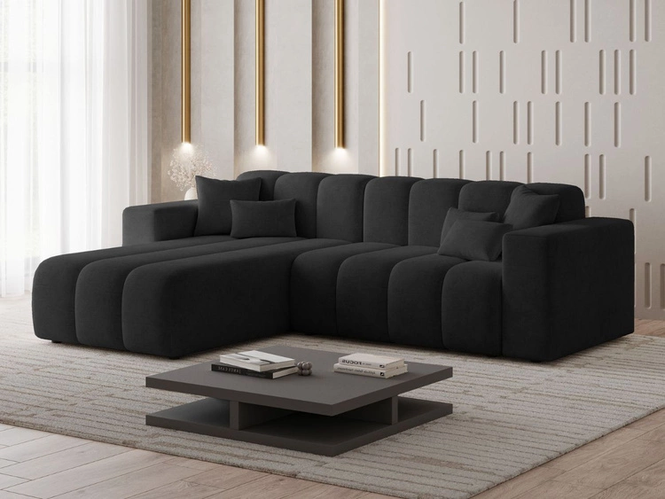 Ecksofa L-Form Links Nork Schwarz