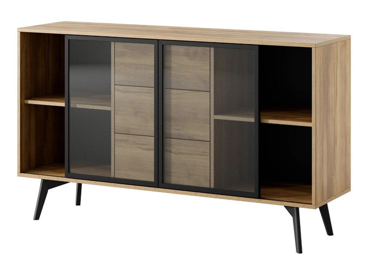 Kommode mit Türen und Schubladen Soil Barock Eiche, Schwarz