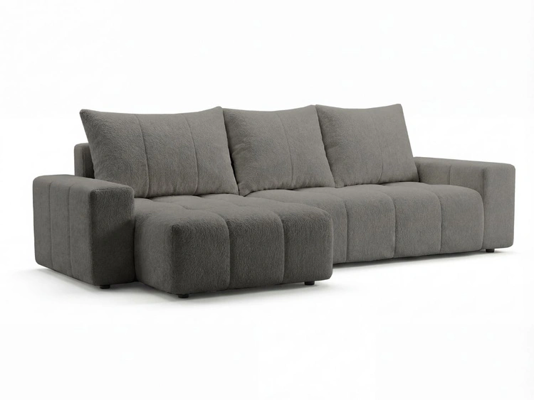 Ecksofa L-Form mit Schlaffunktion und Bettkasten Bresso Dunkelgrau